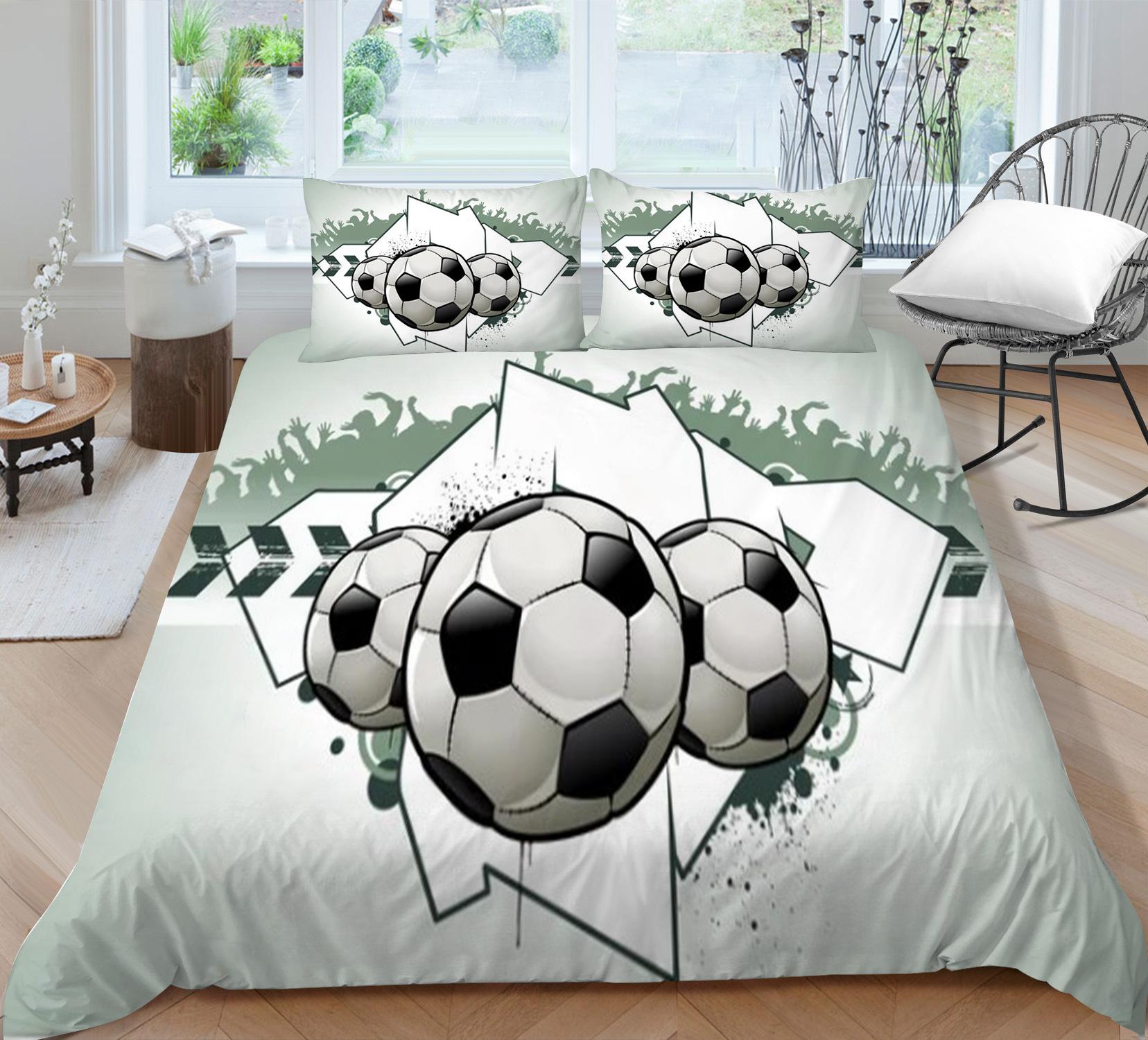

Quilt Cover Pillowcase Two Or Three-Piece Football Series 3D Digital Printing Polyester Grinding EU single 135*200