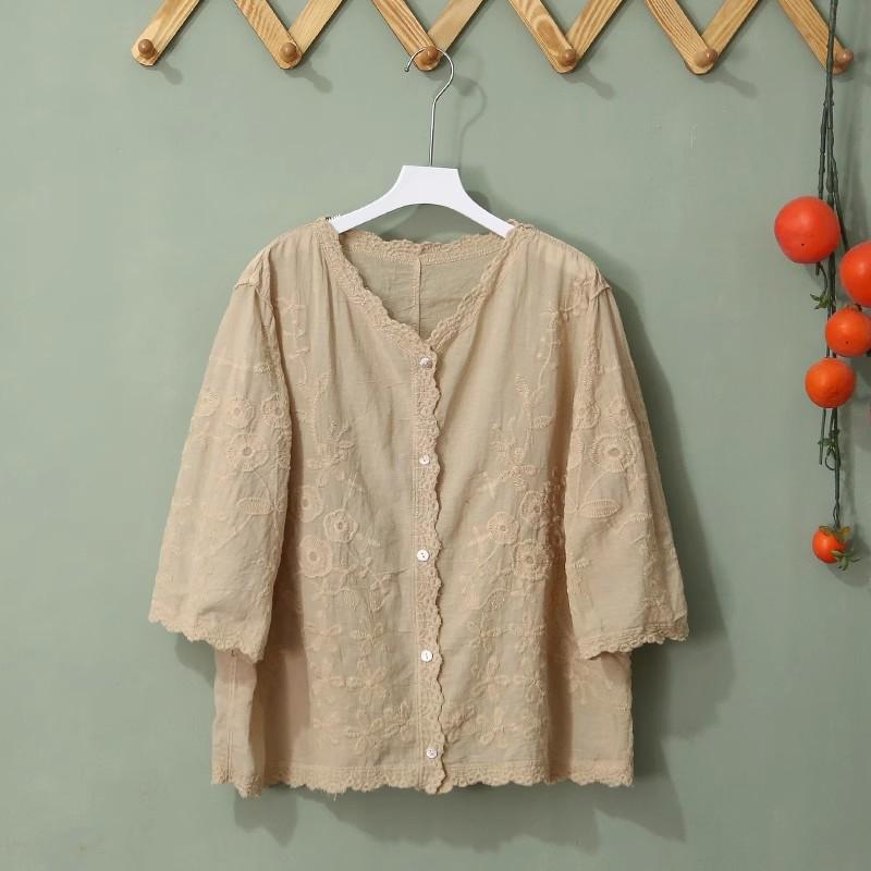 

DIMANAF 2025 Новая летняя рубашка женская кружевная блузка короткие базовые топы футболки повседневные свободные белые футболки One Size золотой