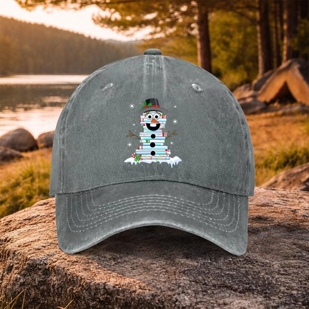 Books SnowUnisex Print Washed Baseball Cap Unisex Adjustable Cotton Hat for Golf Casual Outdoor
