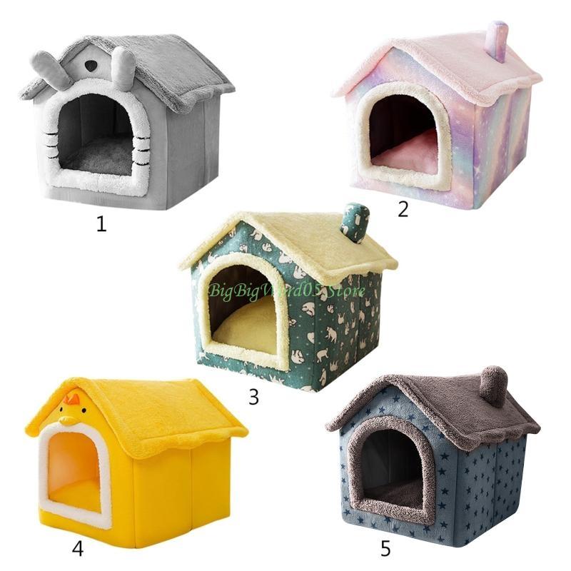 24TE Pet House Bed Indoor Warm Cave Plush Nest Sleeping Bed Lovely Cabin Puppy Winter for Cats and Small Dogs