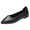 2025 New Black Flat Single Shoes Women's Versatile Office Workers Soft-soled Ladyshoes Career Interview Soft Leather Work Shoes
