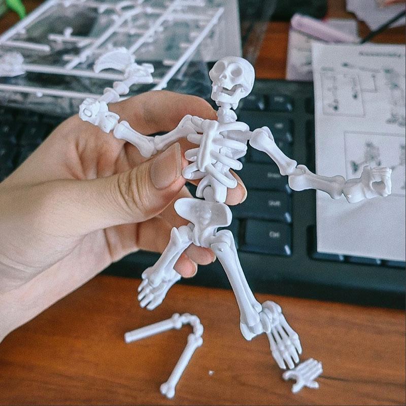 Skeleton Multi Jointed Movable 3D DIY Assembly Model Ornaments Prank Toy Action Figure Desktop Decor Kids Gift Miniature Statue
