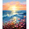 CHENISTORY Coloring By Number Sunset Scenery For Adults DIY Picture By Numbers Seascape Flower Drawing On Canvas Home Decor Gift