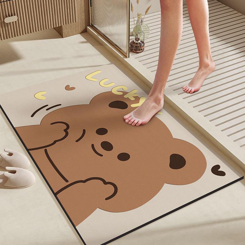 Diatomite Water-Absorbing Bathroom Floor Mat, Anti-Slip Quick-Drying Toilet Door Floor Rug, Home Decoration