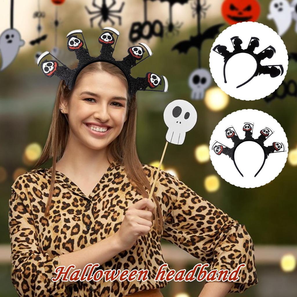 Halloween Ghost Headband Ghost Hair Accessories Sequined Hairband For Party Kids Photo Prop Renaissance Fair Birthday