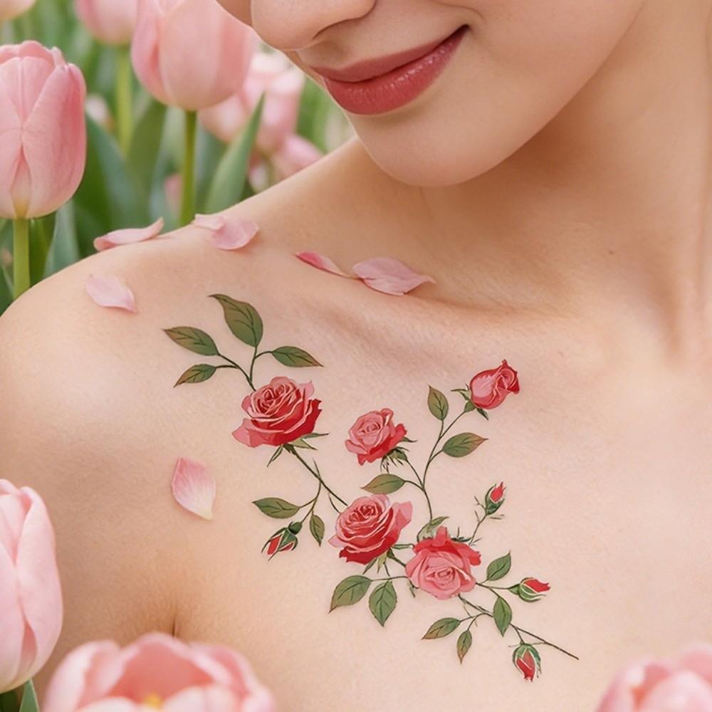 Waterproof Flower in Spring Temporary Tattoos Realistic Elf Fairy Makeup Stickers  Cosplay