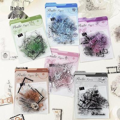 Yi Niao Tinte Markierung Retro PET-Aufkleber – 6 Stile für Notizbücher & Collagen