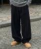 MOZMOZ Colorful Corduroy String Wide Pants Black