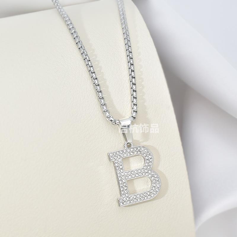 

Ожерелье с буквой B Мужское и женское персонализированное трендовое подвеска с бриллиантами Полностью инкрустированная Длинная цепочка для свитера