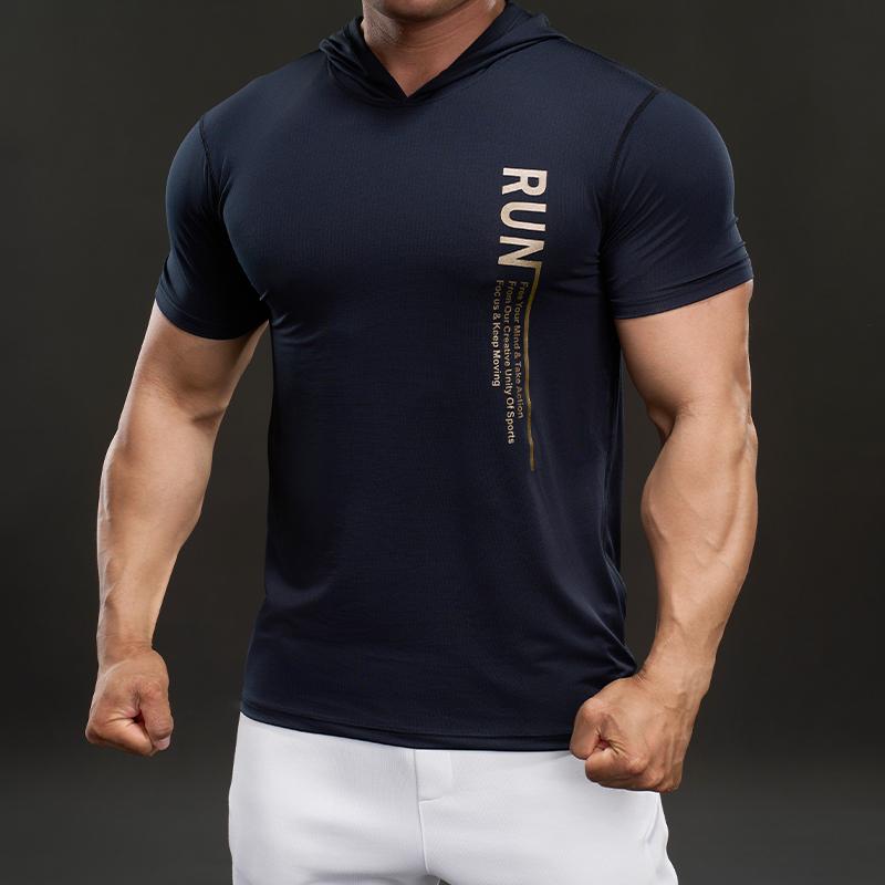 

706690 Лето 2025 Американский кэжуал Футболка с коротким рукавом Модная Спортивная Эластичная Фитнес Уличная Футболка Мужская M чёрный