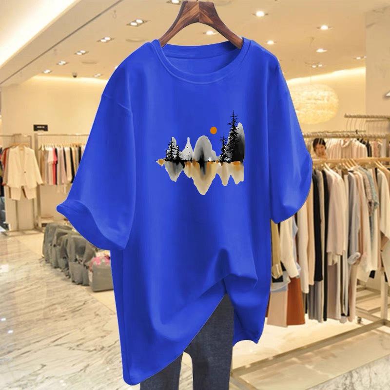 Trendy Unisex High Street Heavy Cotton Loose-Fit T-Shirt for Women, New Summer Style