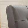 Genuine Leather Lounge Chair with Walnut-Colored Armrests & Rubberwood Legs – Comfortable Living Room Chair