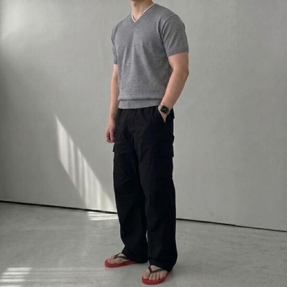 Onl Men S Ringer V Neck Crop Short SleeVe Knit muScle Fit