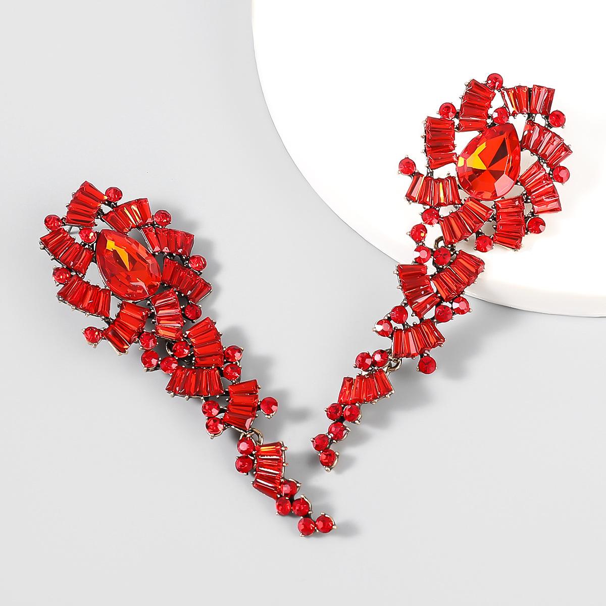 

Модные винтажные серьги из сплава с бриллиантами и акриловыми цветами, длинные серьги, женские вечерние серьги, серьги