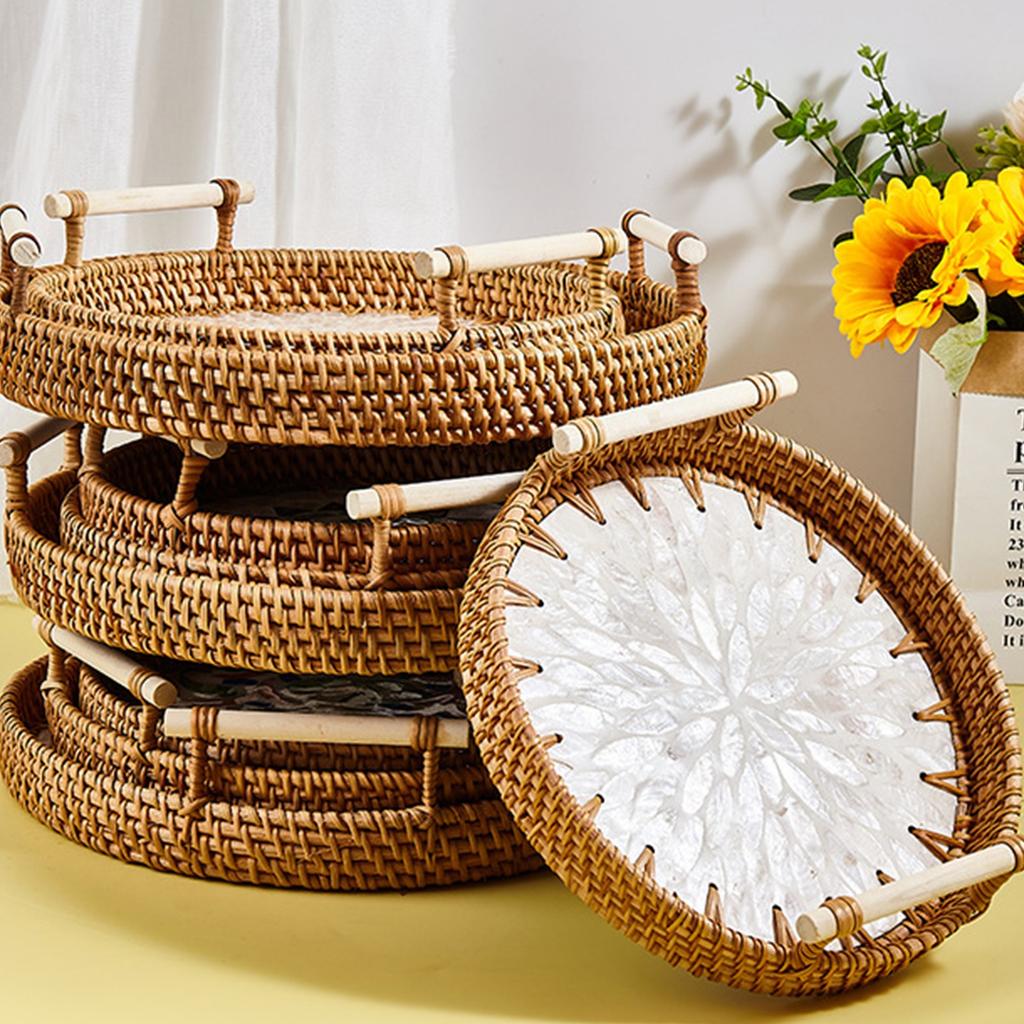 Retro Style Handwoven Basket User Friendly for Snacks Fruits Storage Natural Rattan Home Kitchens Decors in Various Sizes