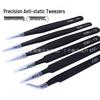 Stainless Steel 6-Piece Anti-Static Tweezers Set for Eyelash, Manicure, and DIY.