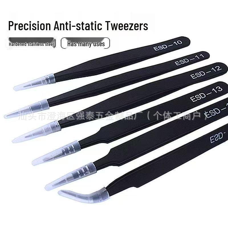 Stainless Steel 6-Piece Anti-Static Tweezers Set for Eyelash, Manicure, and DIY.