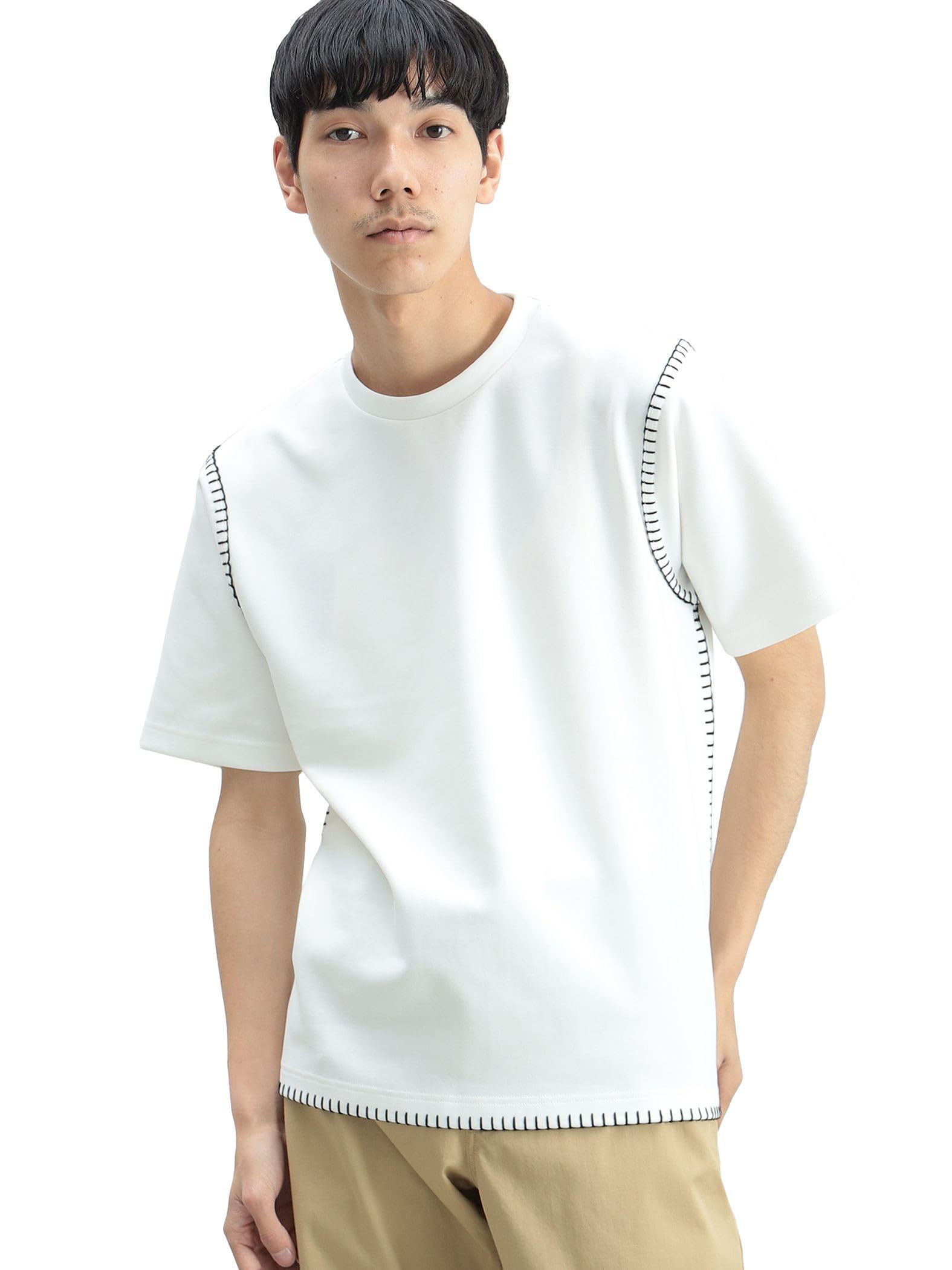 

TEE Blanket Stitch Short Sleeve WHITE S [Beams Heart] S/S T-Shirt Men s білий