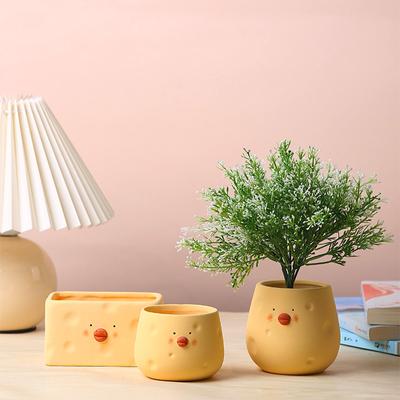 Maceta de cerámica con forma de pollito para suculentas, decoración del hogar, jardín, adornos de escritorio, maceta para bonsái