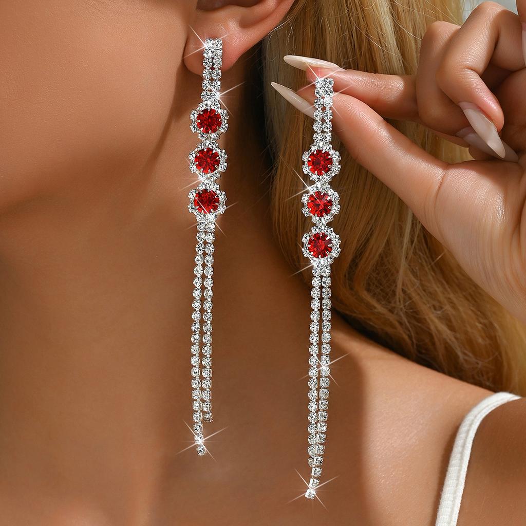 Diamond Claw Chain Long Fringed Earrings Fashionable High-End Stud Earrings Niche Temperament Elegant Earrings Women