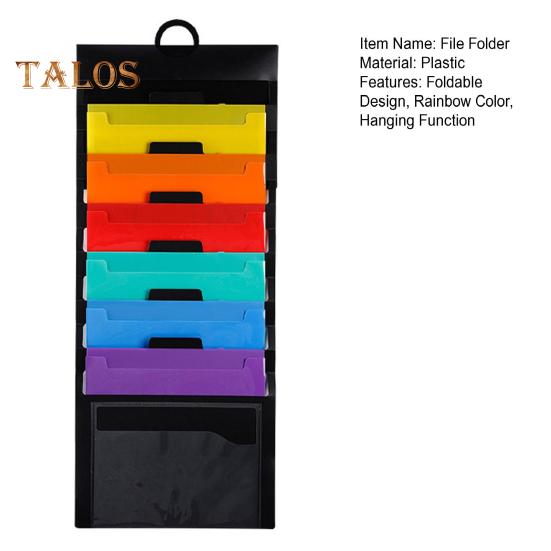 Závěsný organizér pořadačů se 6 velkými kapsami Přenosný skládací prostorově úsporný nástěnný držák pořadačů Držák na dokumenty duhové barvy