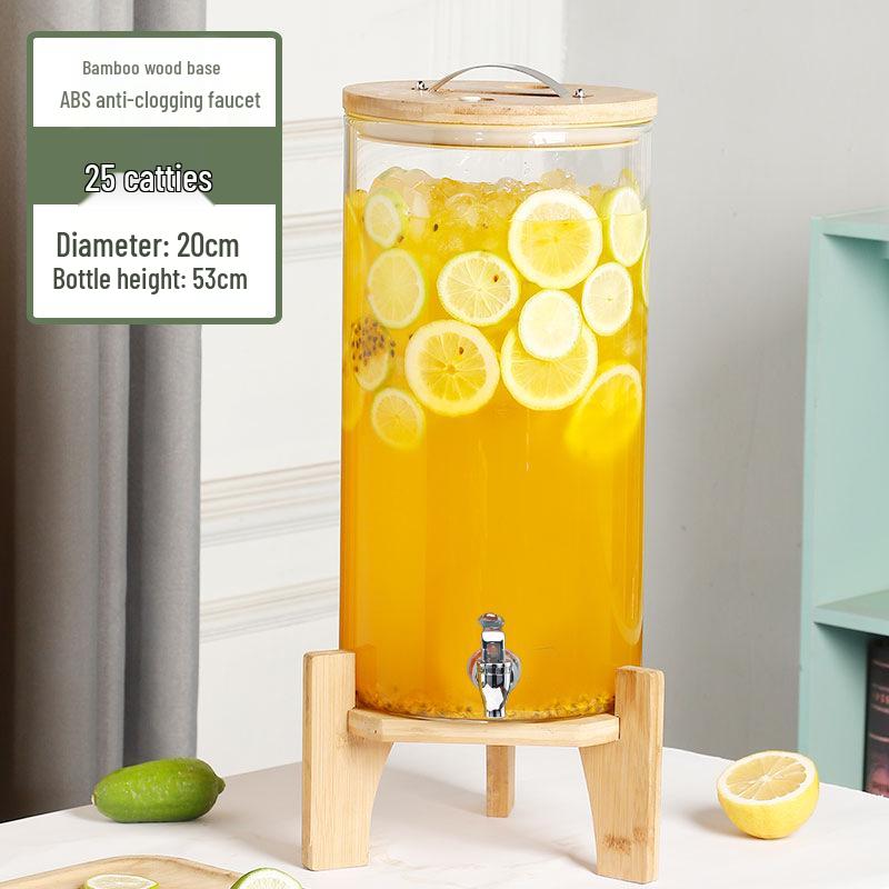 Large Capacity Glass Beverage Dispenser with Faucet for Cold Drinks and Fruit Tea