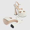 Fashion Fashionable White Black Buckle High Heel Sandals Summer Women's Sexy Waterproof Platform Nightclub Racing Women's Shoes 34-43