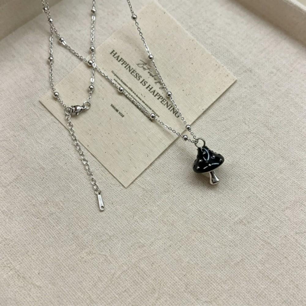 Colorful Mushroom Pendant Necklace Enamel Mushroom Fashion Necklace Sweet Women's Necklace Women