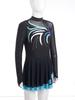Girls Figure Skating Dress with Sparkly Rhinestones Sheer Mesh Patchwork Long Sleeve for Dance Performance