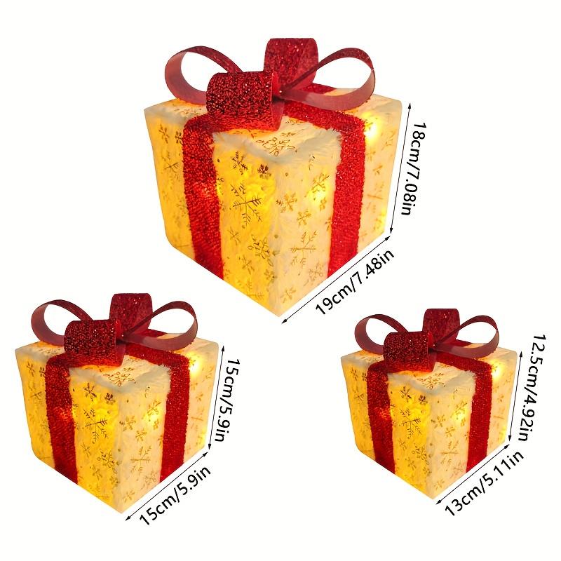 

Set of 3 Lighted Christmas Boxes, LEDLight Up Ornaments with Bowknots Xmas Boxes for Christmas Trees Holiday Party Decorations