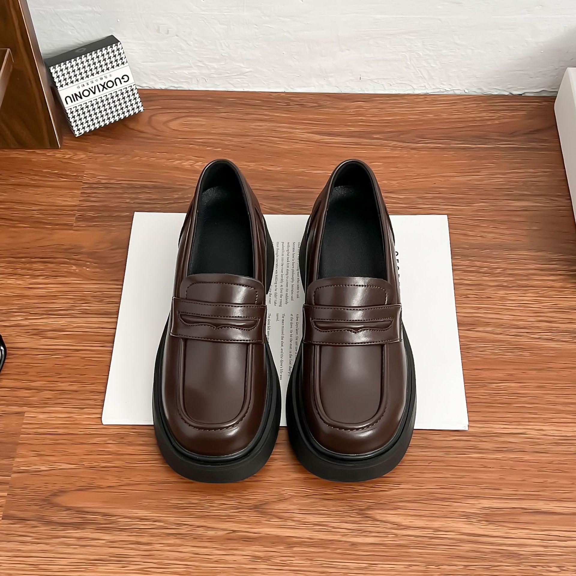 

Виноградная мама ретро маленькие кожаные туфли женские толстые каблуки не устают ноги платформа лоферы женские небольшая внутренняя высота увеличение кожаные туфли женские 32