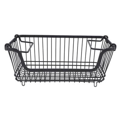 Freezer Basket Stackable Open Front Wire Storage Bin with Foldable Handle for Vegetable Fruit Snack