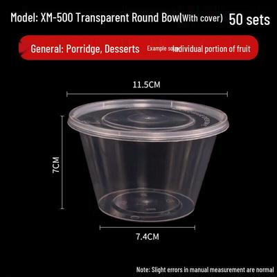 Contenants alimentaires ronds jetables avec couvercles (Paquet de 50)