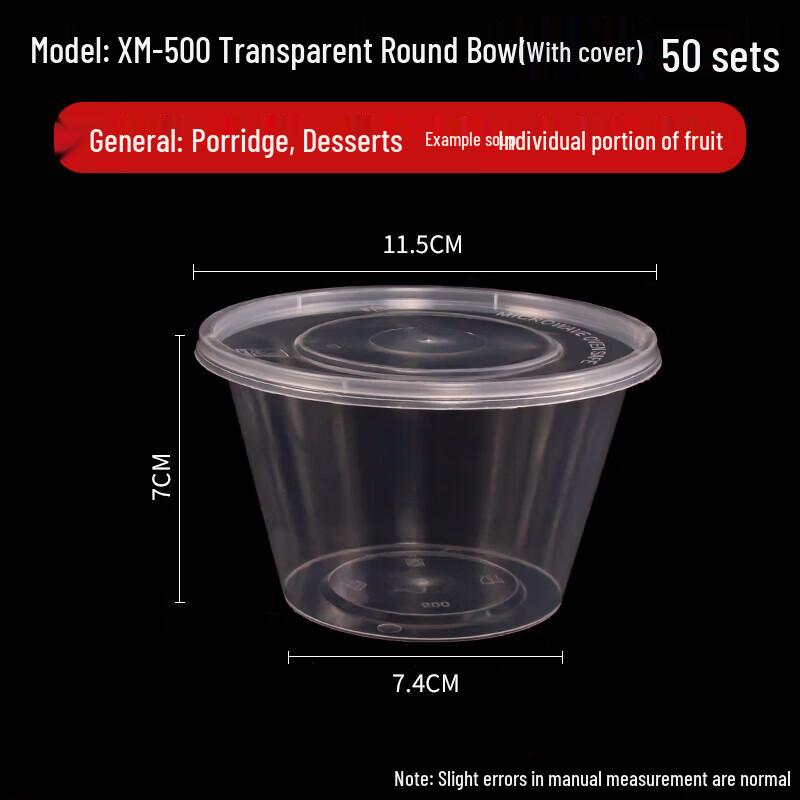 

Disposable Round Food Containers with Lids (50-Pack)