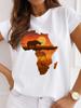 New Unisex's African-Style Casual Short-Sleeve T-Shirt, Loose-Fit Round-Neck Summer White T-Shirt, Printed Unisex's T-Shirt