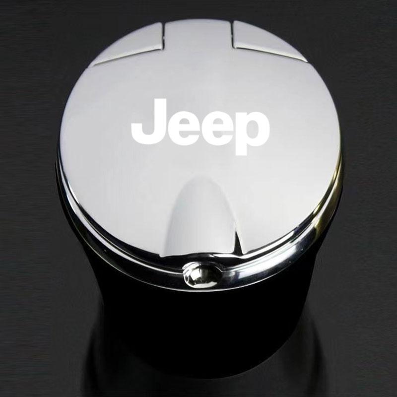 For Jeep Car Ashtray with Led Light with Cover Portable Car Supplie For Jeep Renegade Compass Grand Cherokee Wrangler Patriot