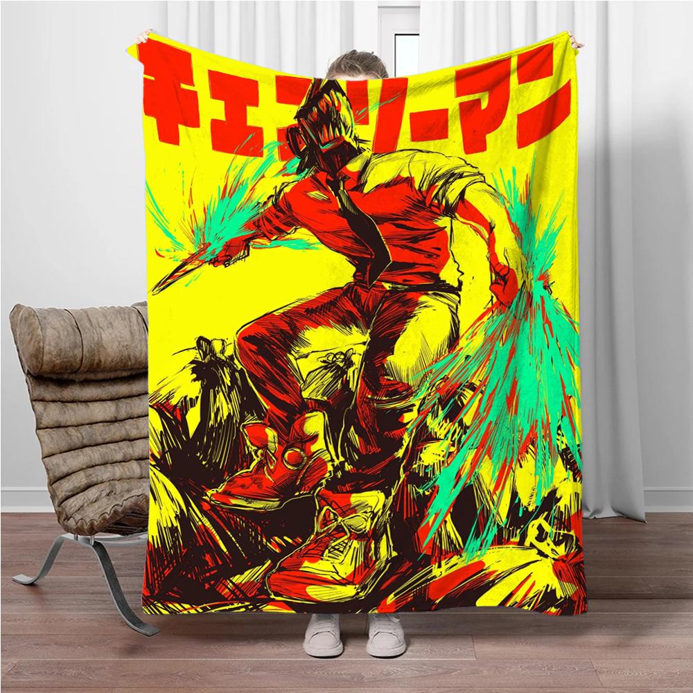 Japanese Anime Manga Denji Chainsaw-Man Children Warm Soft Blankets for Sofa Bed Cover Blanket Suitable for Birthday Souvenir