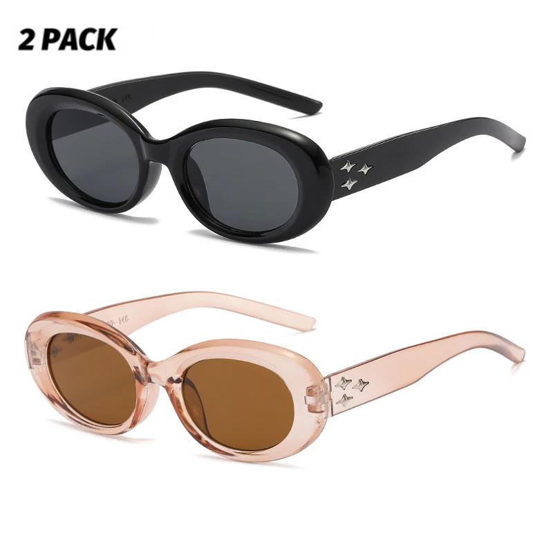 

1PC Y2K Oval Sunglasses Women Men Steampunk Sports Rice Nail Design Vintage Shade Sun Glasses Fashion Trendy