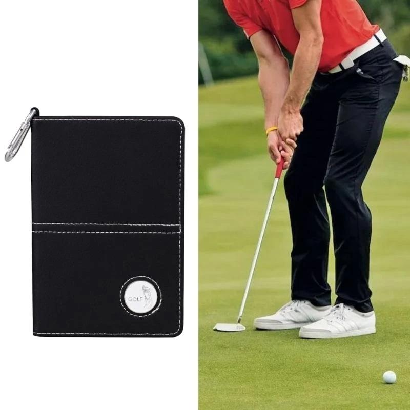 

Portable Golf Notebook Leather Golf Scorecard Book Golf Journal Yardage Book for Sports Outdoor Golf Club Accessories One Size чёрный