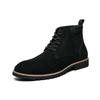 Brand Cow Suede Leather Men's Boots Men Business Casual High Top Leather Shoes Autumn Winter with Fur Oxfords For Men