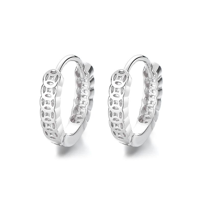 Qian Duoduo Coin Stud Earrings Women'S Sterling Silver Ear Buckles Design Sense Earrings Men'S Copper Coin Earrings Personalized Plain Ring Earrings