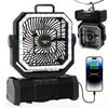 Camping Fan 20000mAh Battery Powered Fan Rechargeable 4 Speeds with LED Lantern - Hanging Portable Outdoor Cold Fan Tent Fans