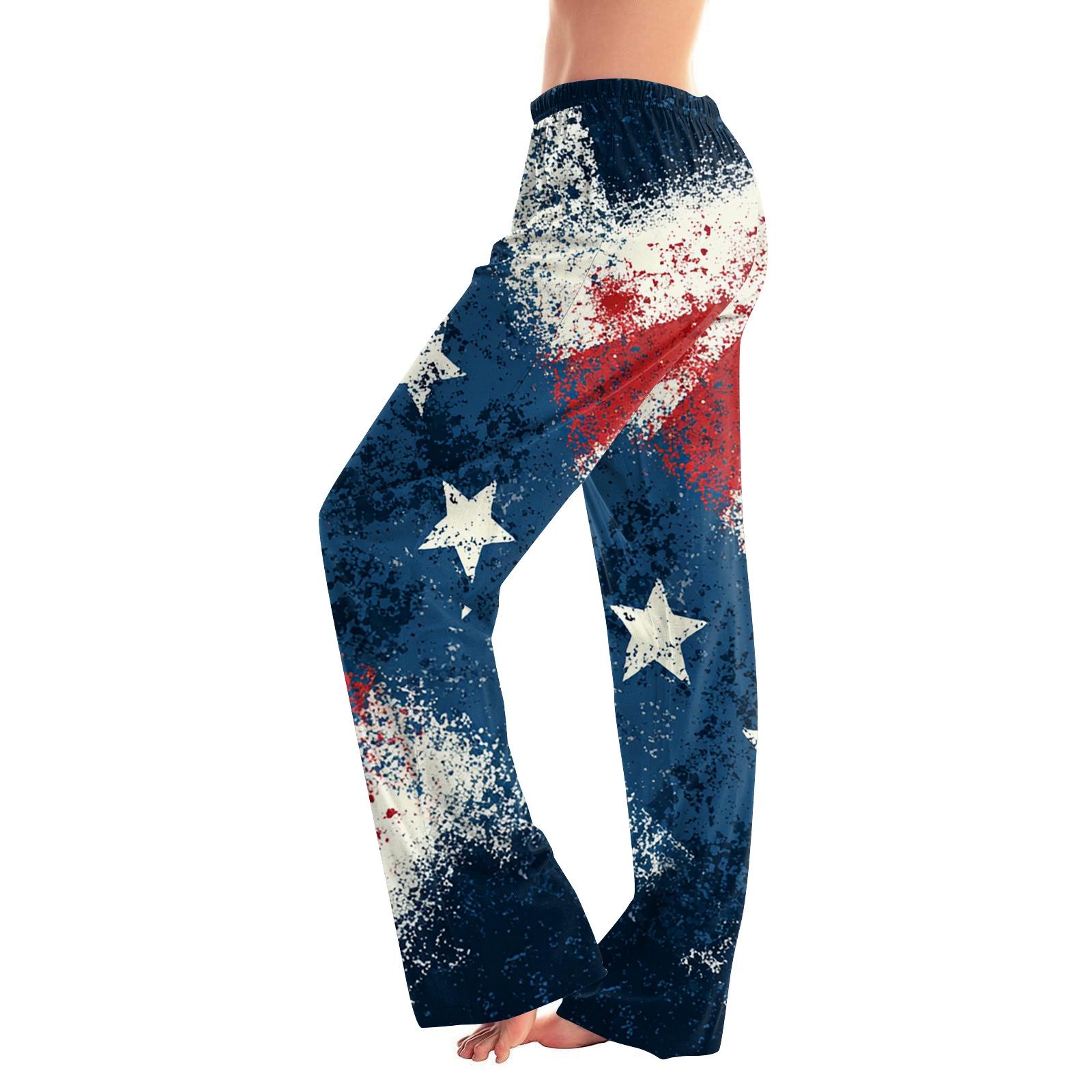 

Women s Casual Fashion Independence Day Printed Loose-fitting Home Pajama Pants XL білий