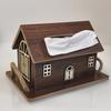 Wood Grain House,Shaped Tissue Box, Modern Country BB Design with Wooden Jute Rope Tray,Nightstand Deco,rMultipurpose Vintage Style Storage Box