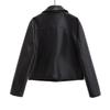 Fashion Style 2024 Autumn New Arrival Women's Elegant Black Leather Lapel Short Leather Jacket 04703813800