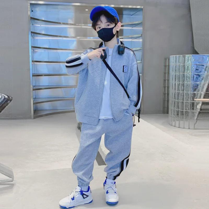 Autumn 2024 Boys' Korean-Style Two-Piece Suit: Trendy Loose Fit for Kids