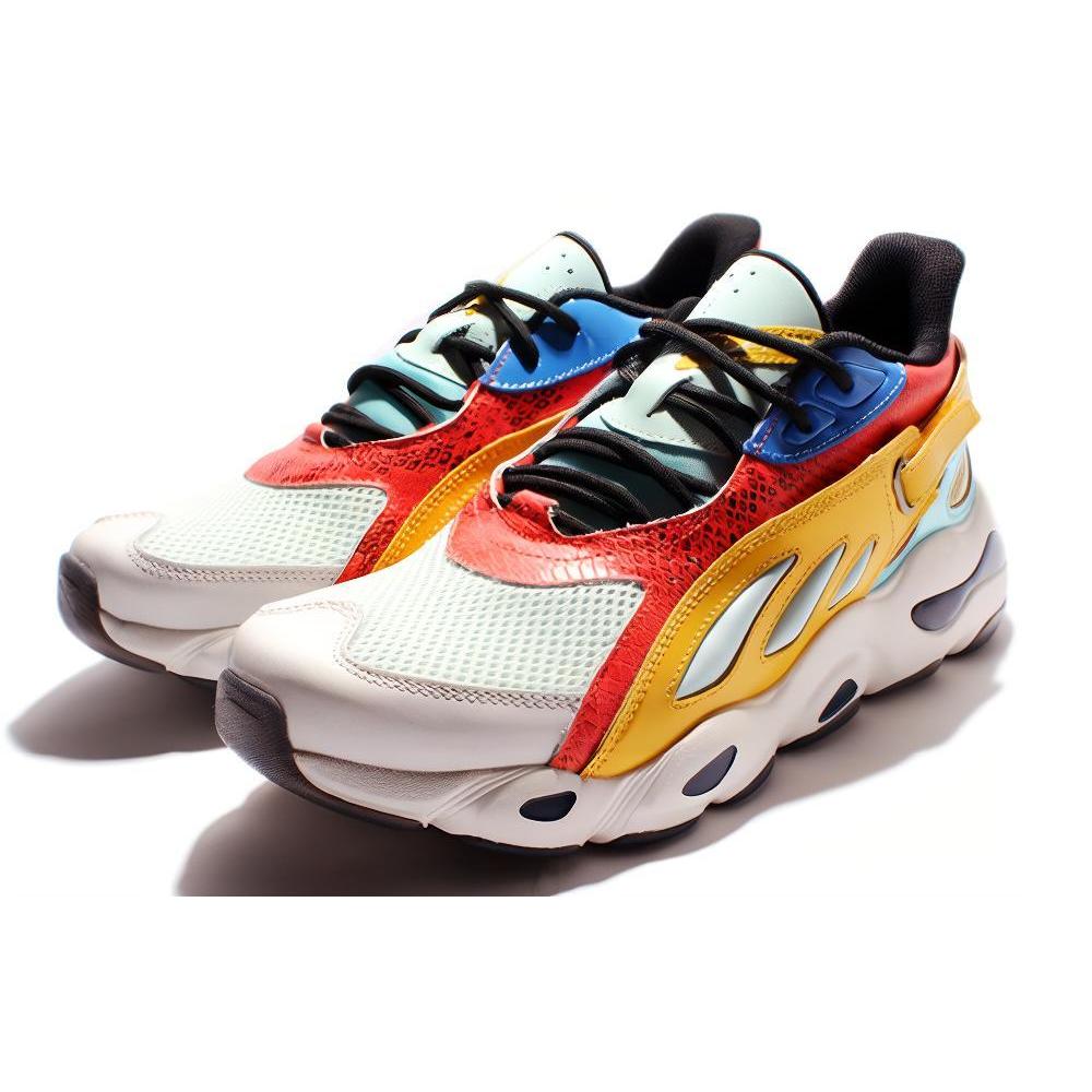 New LiNing Chunky Sneakers Women's Low Top Yellow/Red AGLN072-11