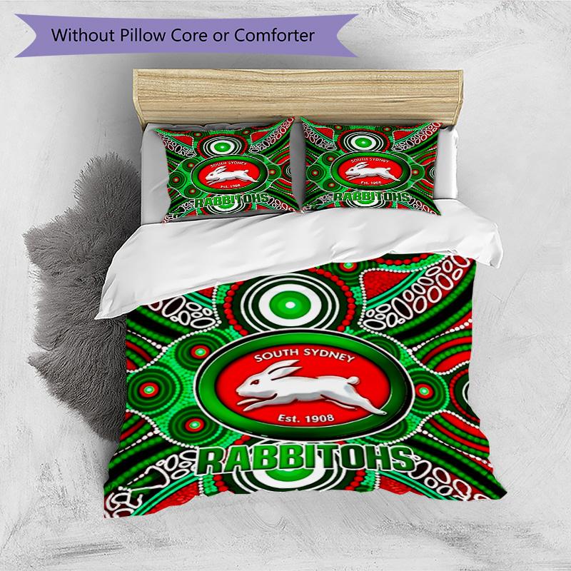 3-teiliges Bettbezug-Set (1 * Bettbezug + 2 * Kissenbezug, ohne Kern), South Sydney Rabbitohs Druck Bettwäsche Set, Schlafzimmer Dekor, Ganzjahres, Geburtstagsgeschenk