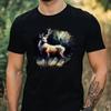 T-Shirt Men Watercolor Deer Motif Cotton Size XS To 5XL