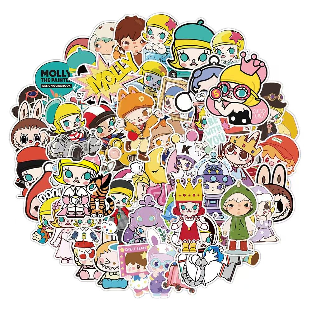 

50 шт. 4X6 см Милая кукла бубу Граффити наклейка Скейтборд Чемодан Гитара Чайник Украшения Вечеринка Сувенир Подарок Приз для детей